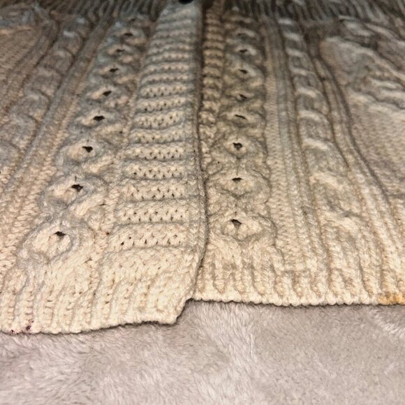 Kilronan Knitwear 100% Irish Merino Wool Button Sweater 3/4 Sleeves Cream Size M - Picture 2 of 16